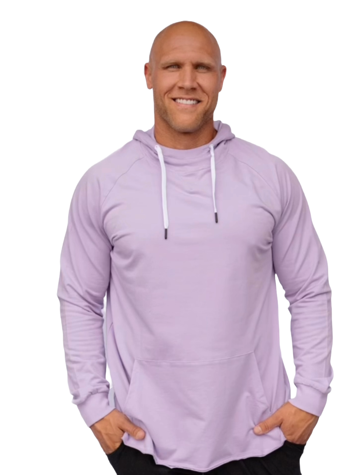 Alex Nickle in a casual purple hoodie