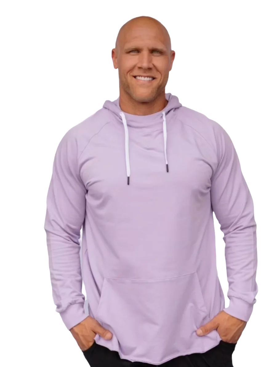 Alex Nickle in a casual purple hoodie